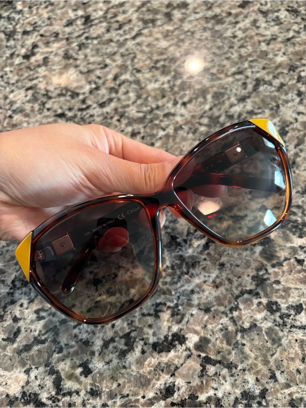 Chloe Brown Tortoiseshell Sunglasses with Yellow Accents